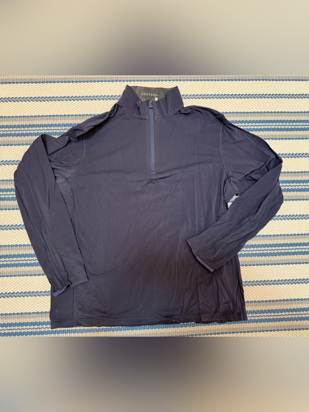 Greyson Navy Zip-Up Pullover with Camo Trim